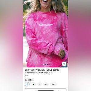 HWLF Pink Tie Dye “I Love Jesus” Crewneck Size Small